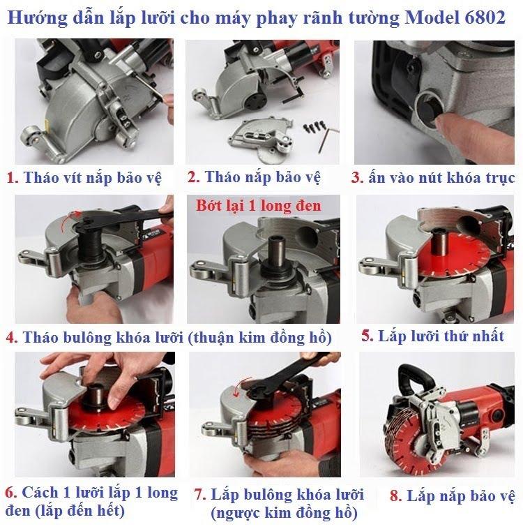 Máy Phay Rãnh Tường LAICHENG 6802 + 4 lưỡi cắt + máy bơm nước