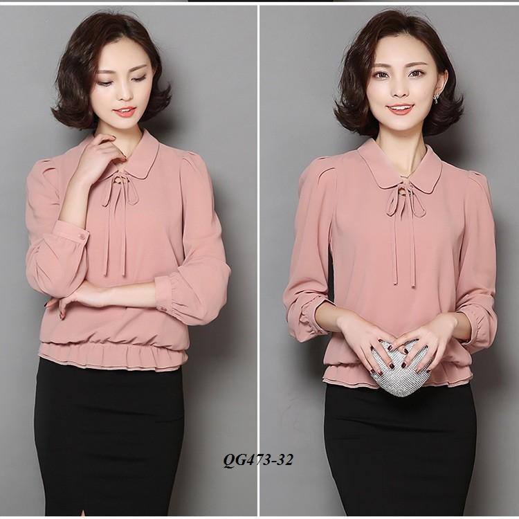 ÁO KIỂU TAY DÀI THẮT NƠ - SIZE S-6XL