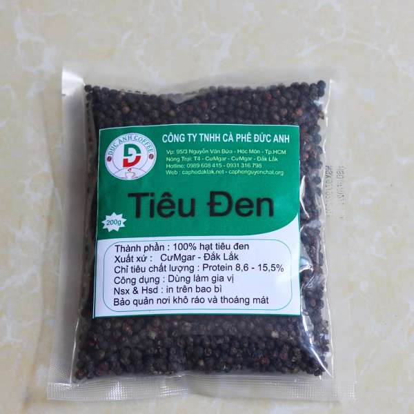 0.2kg tiêu đen nguyên hạt - trồng và đóng gói bởi công ty cà phê Đức Anh