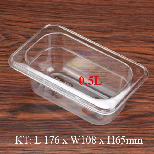 Khay nhựa đựng thức ăn topping thạch trà sữa 1/9x65