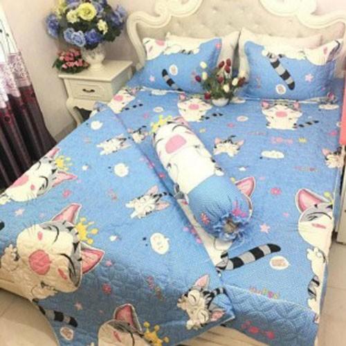 5 món ga gối chăn hè trần bông mèo thần tài kèm vỏ gối ôm