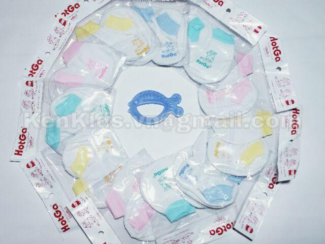 Combo 3 bao tay chân bo trắng viền màu sơ sinh hotga