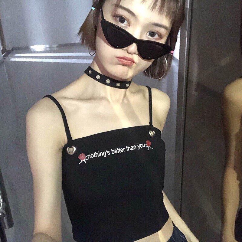 Áo hai dây phối khoen hoa hồng cực hot 