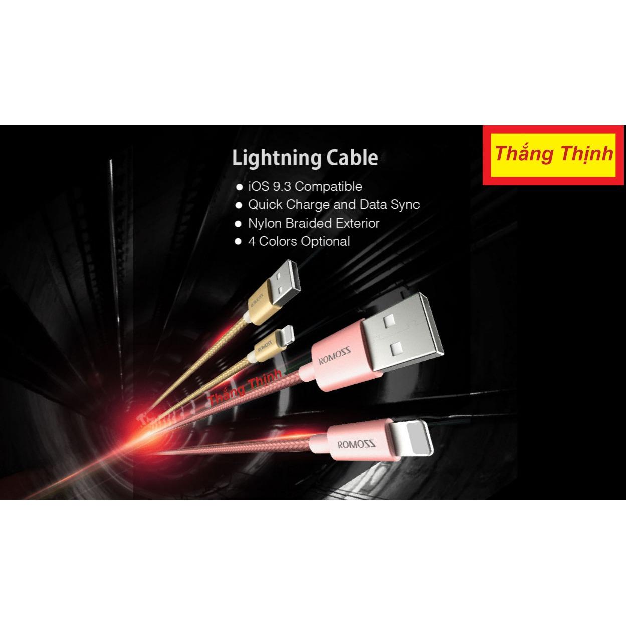 [HCM]CÁP SẠC IPHONE/IPAD ROMOSS LIGHTNING CABLE (hàng nhập khẩu)