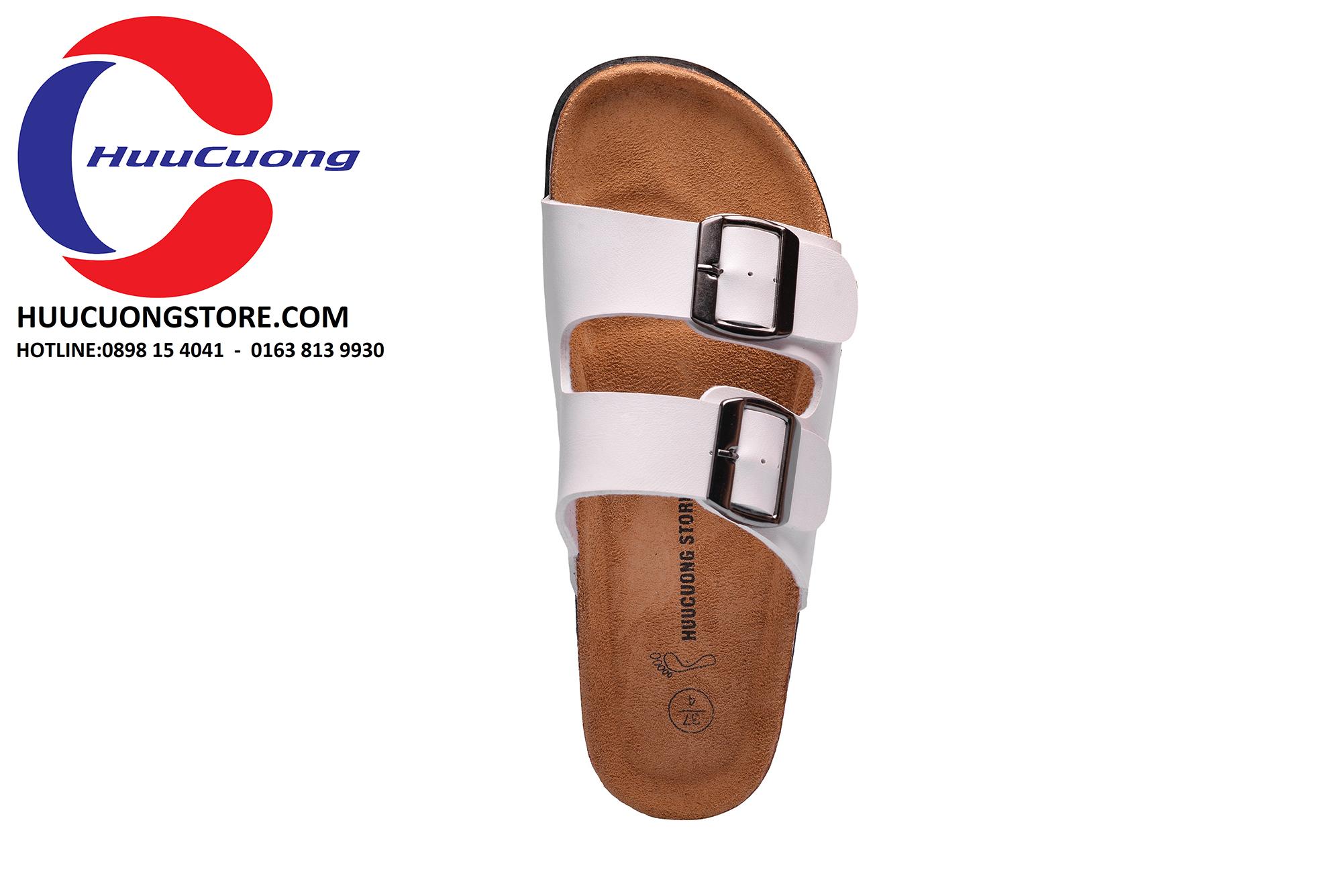 Dép sandal 2 khóa trắng nam nữ đế trấu