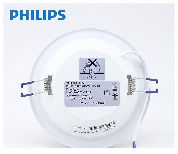 ( Bộ 4 ) Đèn Led Âm trần 7W Philips Downlight DN027B LED6 D125 ( Ánh Sáng Trắng )