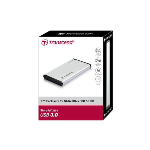 Hộp đựng ổ cứng HDD Box 2.5" Transcend 25S3 (Bạc) Chính Hãng