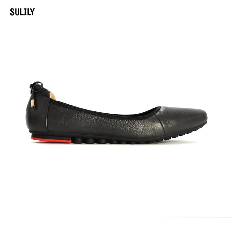 Giày Búp Bê Da Bò Nơ Gót Sulily