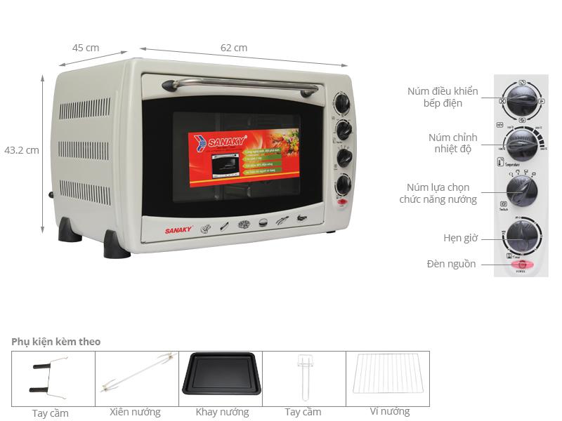 Lò nướng Sanaky VH-509B 50L (Màu Bạc)