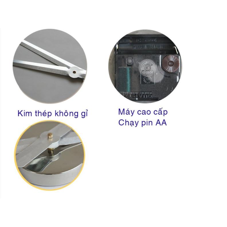 Đồng hồ dán tường châu âu DIY 3D trang trí cao cấp ( Bạc inox )