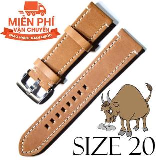 Dây đồng hồ da bò cao cấp SIZE 20mm (nâu), chất liệu da Bò thật 100%, dùng cho dây đeo đồng hồ thumbnail