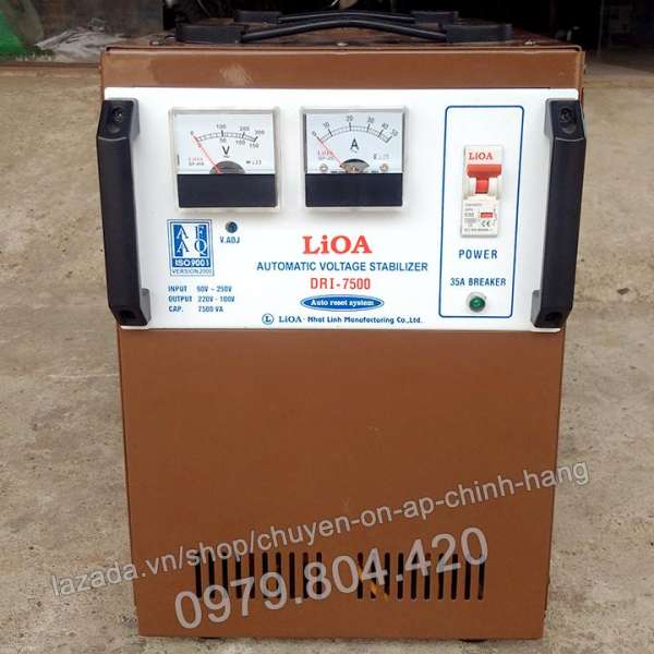 Ổn Áp Lioa 7,5KVA 1 Pha, 7500-DRI Dải 90-250V, Bảo Hành 4 Năm