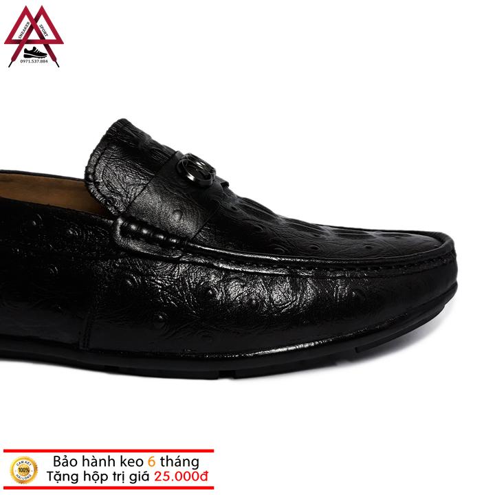 Giày Lười Nam Da Bò Vân Cá Sâu Cao Cấp - HS08
