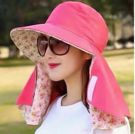 Mũ chống nắng 2 lớp 2 mặt kèm khẩu trang