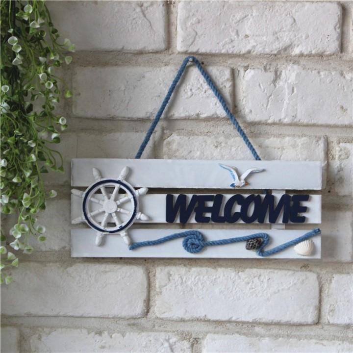 Bảng gỗ treo cửa Welcome dài