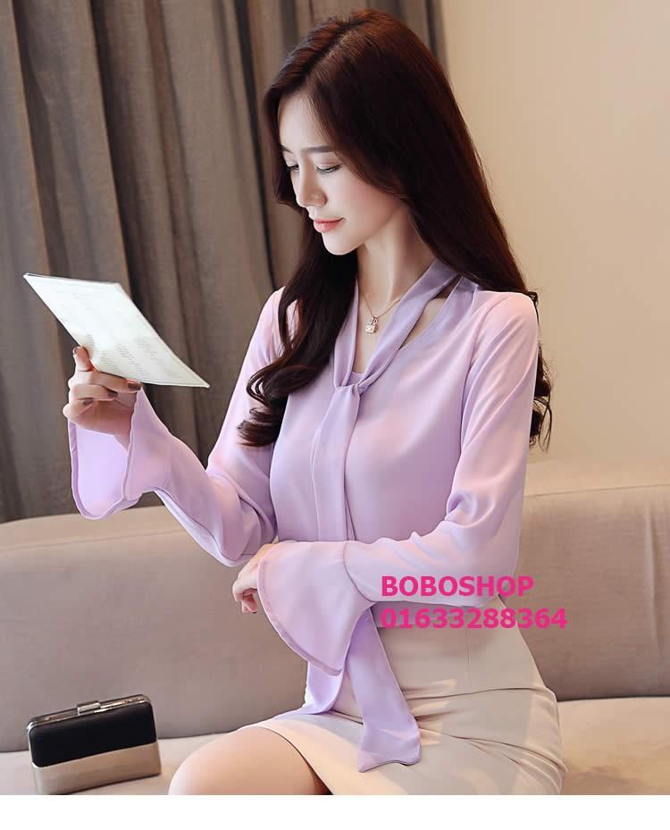 Áo kiểu tay loe thư kí Kim Phong Cách Hàn Quốc Cực Hot kèm ảnh thật