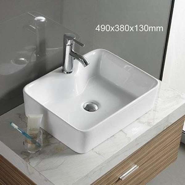 chậu lavabo sứ men tuyết đặt bàn dạng vuông