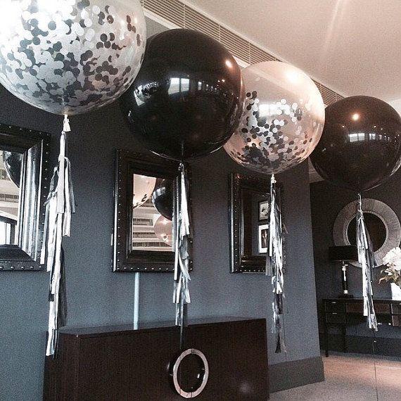 Bóng bay tròn khổng lồ màu đen 36'