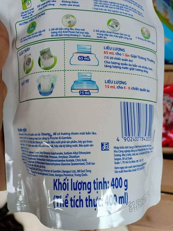 [HCM]Túi nước giặt Ariel đậm đặc 400ml
