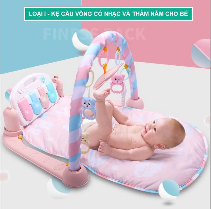 GIƯỜNG NẰM CÓ THẢM KỆ CHỮ A - LOẠI CẦU VỒNG FULL ĐỒ CHO BÉ