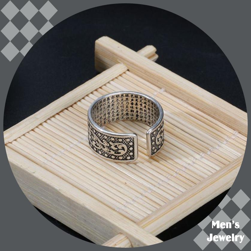 Nhẫn Phật Chú Bình An May Mắn HK Bạc NKP