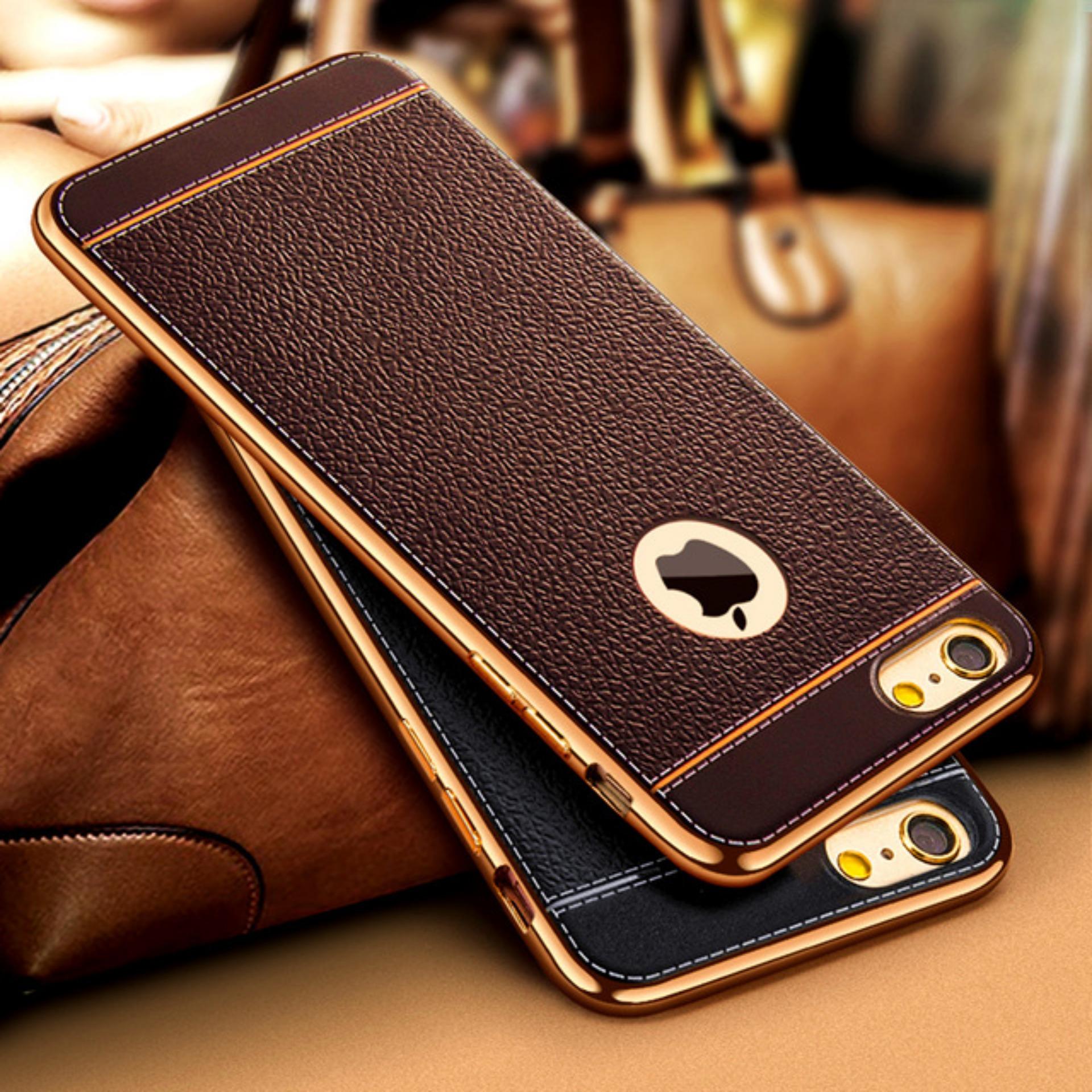 ỐP DA CAO CẤP CHO IP 7,8PLUS  VÂN ĐEN mã A101