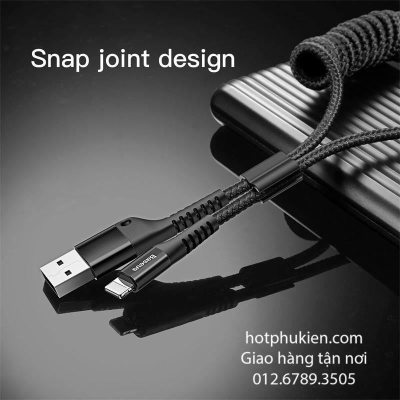 [HCM]Dây cáp sạc lò xo Lightning Cho iPhone iPad Hiệu Baseus thế hệ II đầu sạc bọc cao su chống đứt gẫy trang bị chip sạc thông minh (BH 3 tháng 1 đổi 1) (Màu ngẫu nhiên đen hoặc đỏ) - Phân phối HotPhuKien