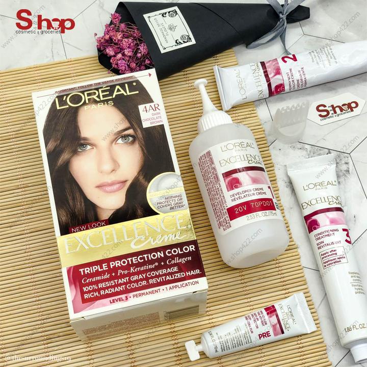 Thuốc nhuộm tóc Loreal Paris Excellence Creme số 4AR Dark Chocolate Brown