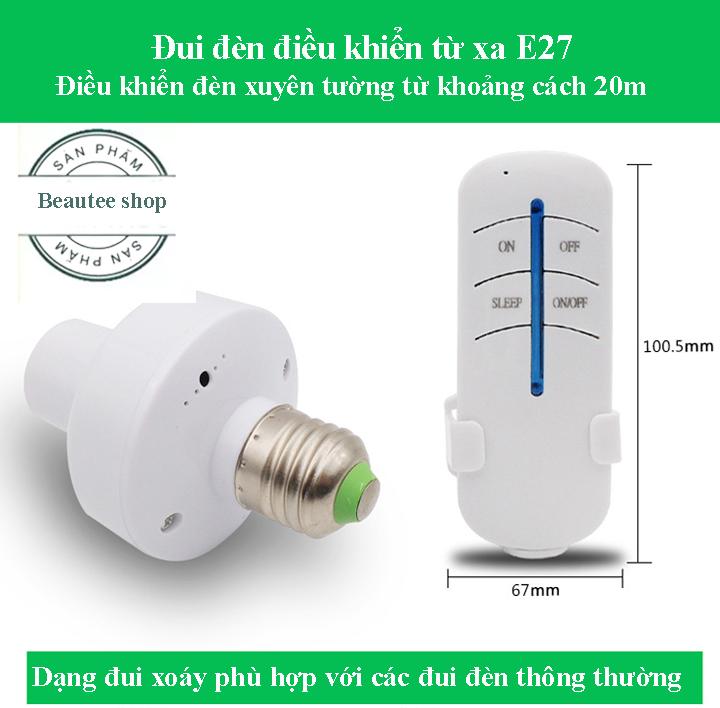 Đui đèn điều khiển từ xa bằng sóng RF màu trắng, mạch điện tử điều khiển, đui đèn tiện dụng, dễ dàng thao tác và tháo lắp