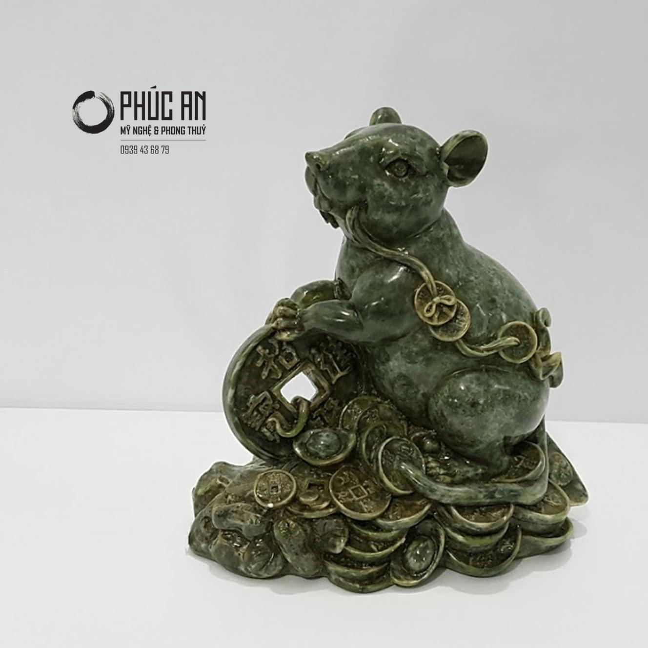 Tượng Đá 12 Con Giáp Phúc An - Tượng Đá Con Chuột (Tý) cao 17cm