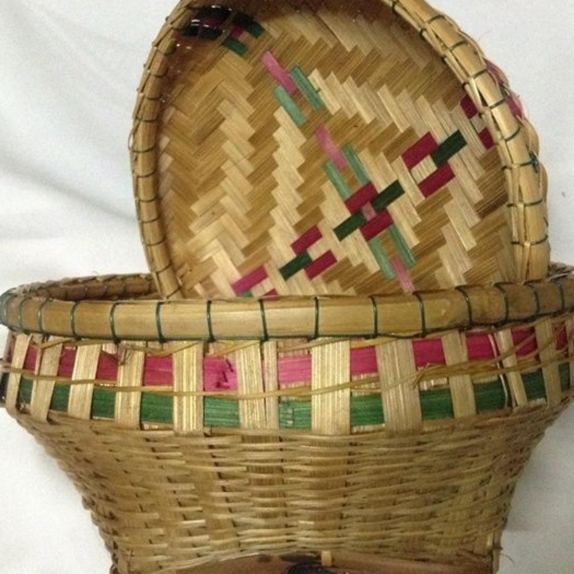 5 Basket Bamboo Woven Thai Handmade Souvenir Fruits Vegetables Storage Home Decor