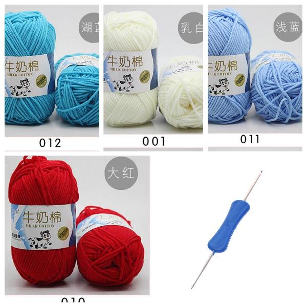 [HCM]4 cuộn len milk bò và 1 kim móc