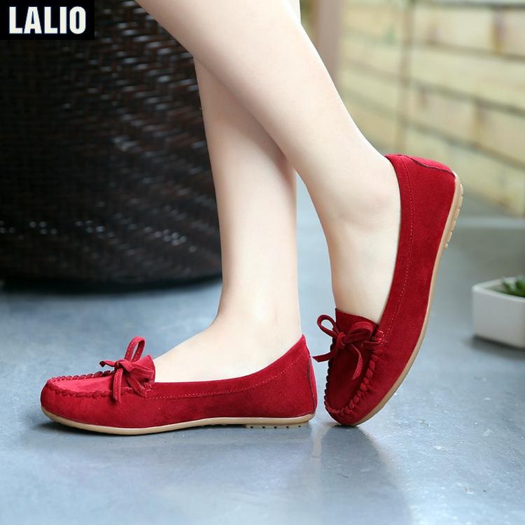 Giày Búp Bê Buộc Dây Lalio LA045 (Đỏ)