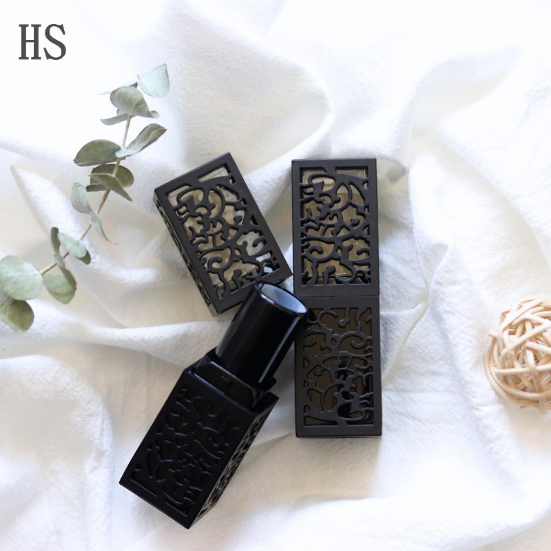 10 Vỏ son sáp_vuông đen, hoa văn_nguyên liệu làm son handmade