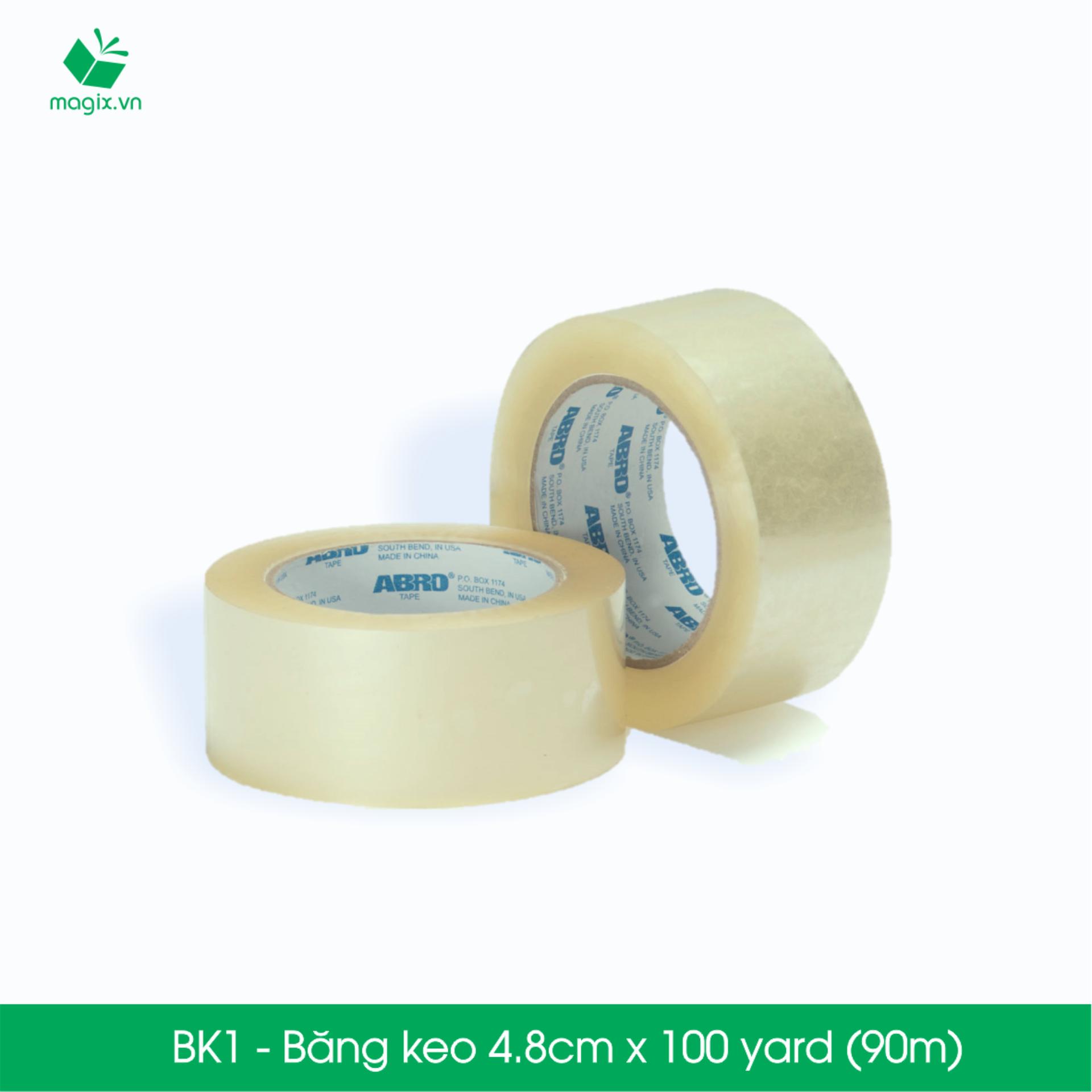 BK1 - 4.8cm  x 100 yard (90m) - Bộ 12 cuộn băng keo trong đóng gói thùng carton