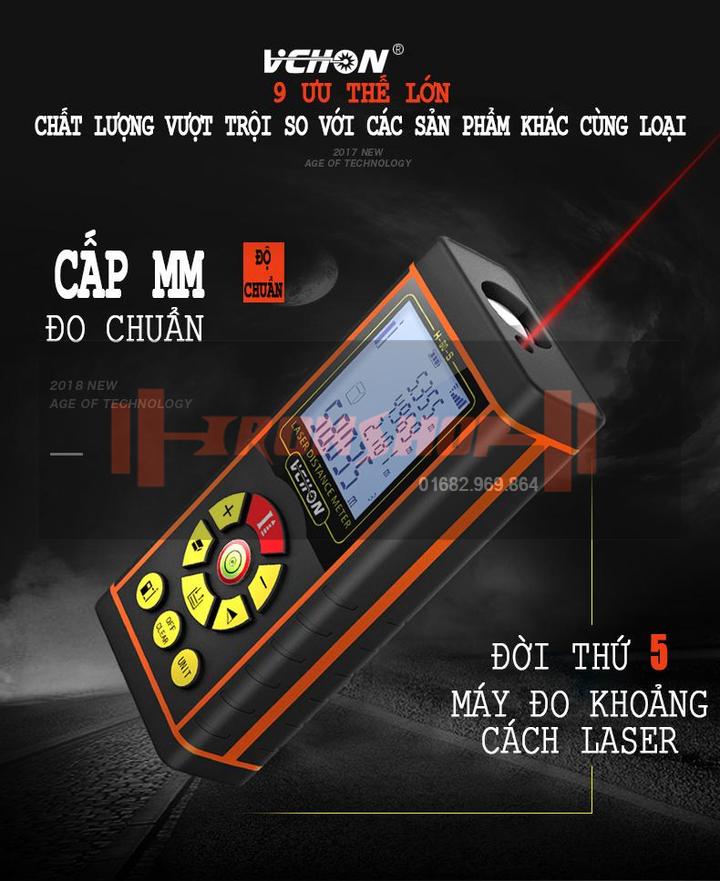 Thước điện tử, Máy đo khoảng cách bằng tia Laser H40, thương hiệu VCHON (Có HDSD Tiếng Việt)