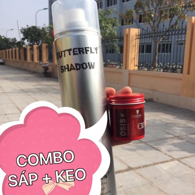 Combo sáp vuốt tóc nam osis và keo xịt tóc butterfly shadow