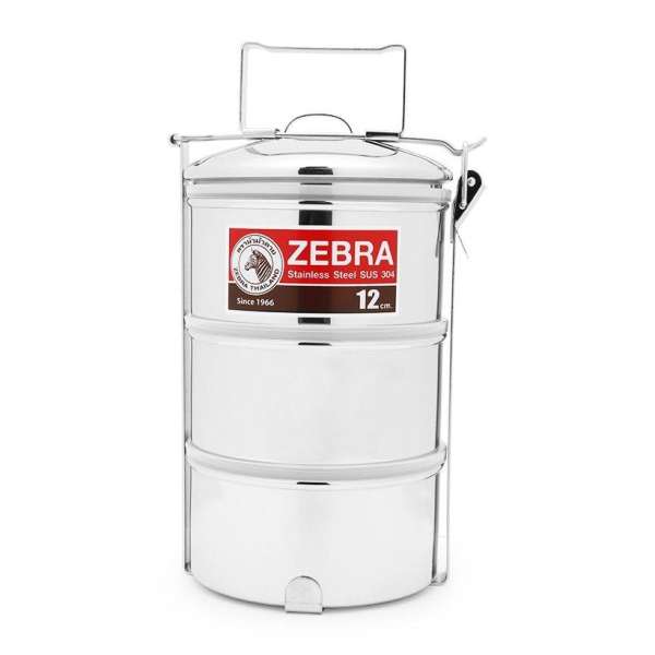 CAMEN INOX CÓ NẮP KÍN HƠI 3 NGĂN ZEBRA 1502223 12CM (BẠC)