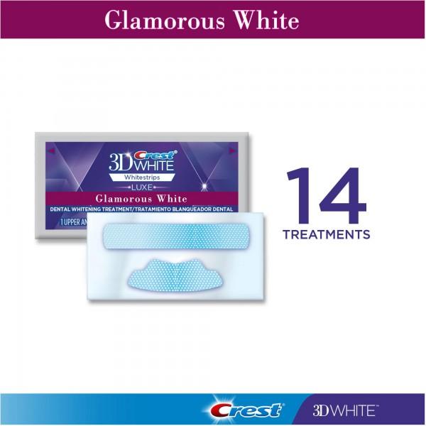 Hộp 14 cặp (14 miếng dán hàm trên và 1 4 miếng dán hàm dưới) dán trắng răng C.r.e.s.t 3D White Glamorous White của Mỹ