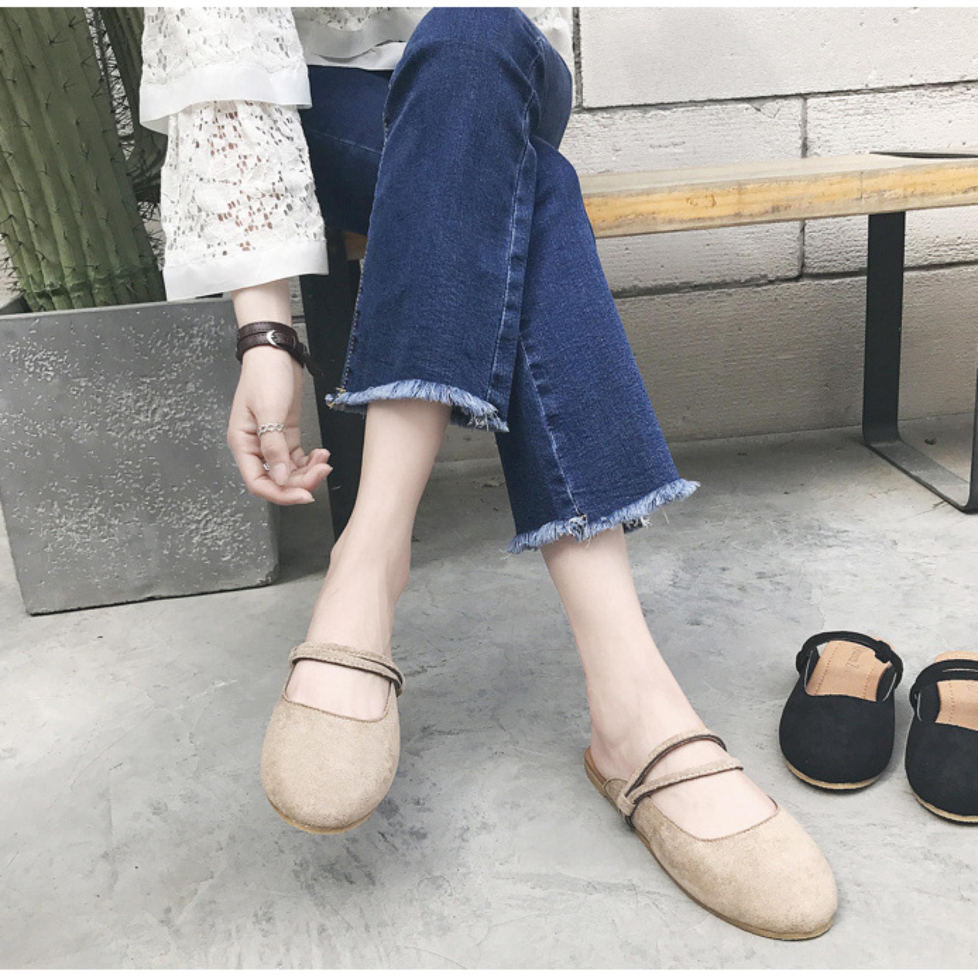 Giày Mules Nữ Da Lộn  Hottrend 2018