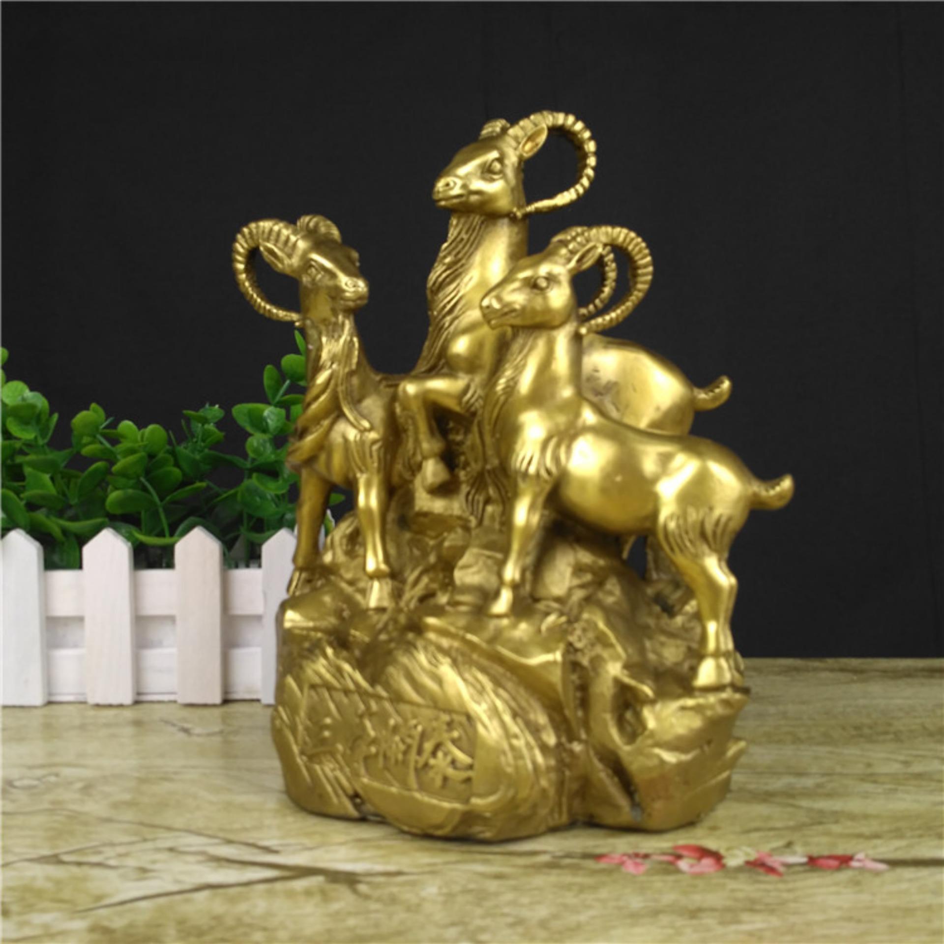 Tượng linh vật tam dương bằng đồng thau phong thủy Hồng Thắng