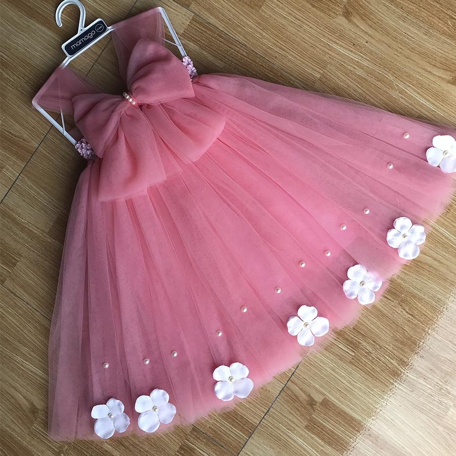 Váy công chúa tutu màu hồng cam cho trẻ em gái