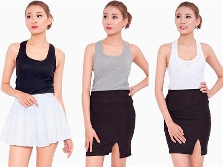 Bộ 3 áo thun nữ 3 lỗ ngược xinh xắn ( đen/ trắng/ xám )