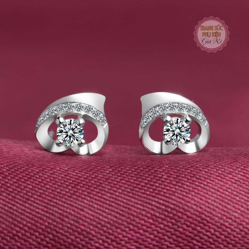 Hoa tai thời trang trái tim HT81 đá sáng