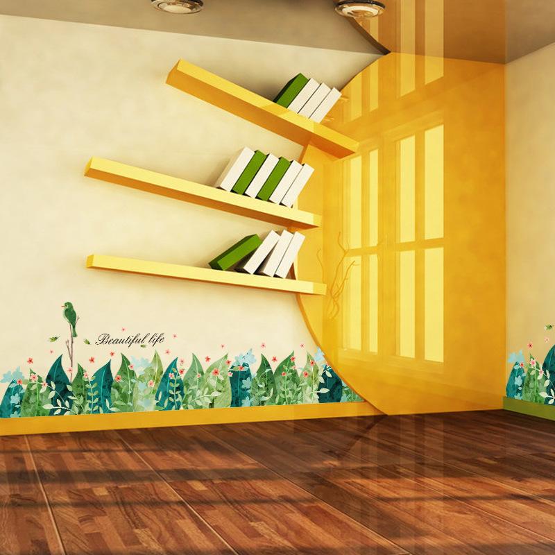 Decal dán chân tường hoa đá Sticker Tranh Dán Tường XH7221- Decal dán tường cây xanh ,Decal dán tường hoa lá