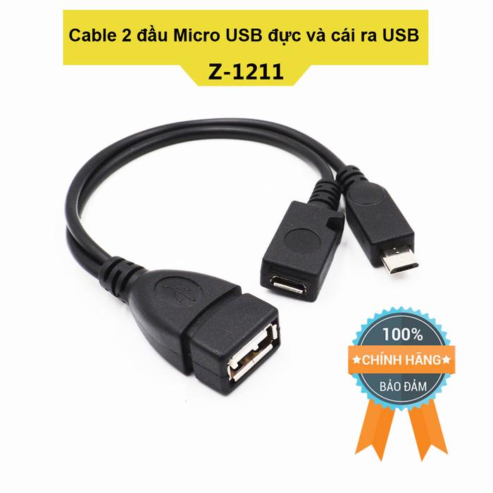 Cable 2 đầu micro usb đực và cái ra usb