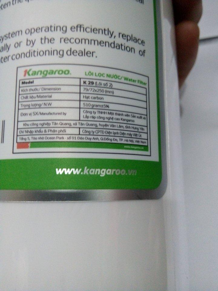 Bộ 3 lõi lọc nước Kangaroo số 1, số 2, số 3