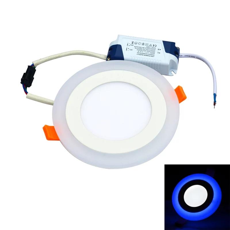 Đèn âm trần 3+3w viền màu xanh dương