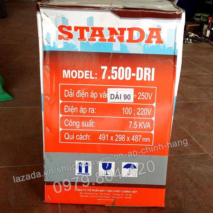 Ổn Áp Standa 7,5KVA DR-I dải 90-250V, bảo hành 4 năm, 100% dây đồng ( Logo Quả Xoài )