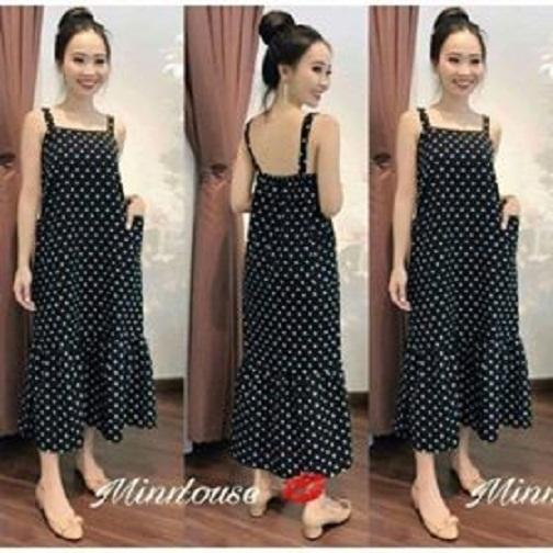 ĐẦM MAXI BẦU CHẤM BI ĐUÔI CÁ DỄ THƯƠNG